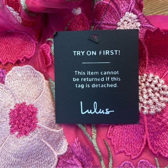 NWT Lulus Emphatically Adorable Hot Pink Floral Tie-Strap Mini Dress, Medium - Picture 12 of 15